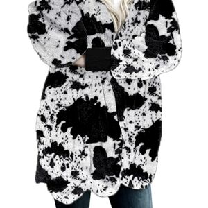 NWOT So cozy oversized grey/black fuzzy hooded cardigan. Patten looks like paint